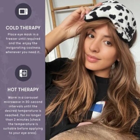 Level Well Being Calm & Relax Therapy Weighted Mask Lavender Cow Print NEW - Picture 3 of 3